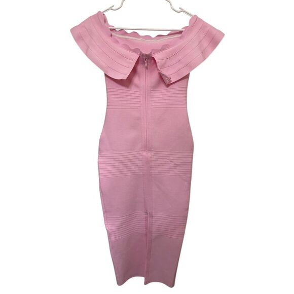 NWOT Bodycon Collection Dusty Pink Billie Off Shoulder Bandage Midi Dress Size S - Picture 2 of 7